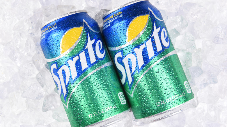 Cans of Sprite on ice