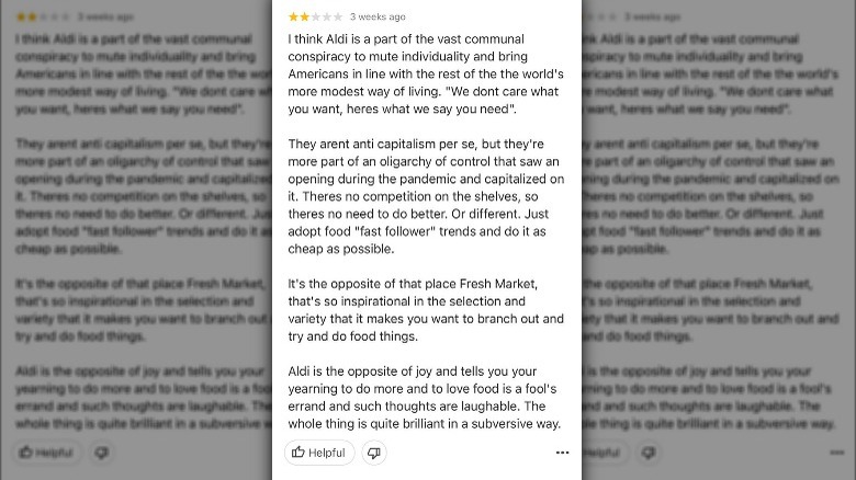 A screenshot of an Aldi review