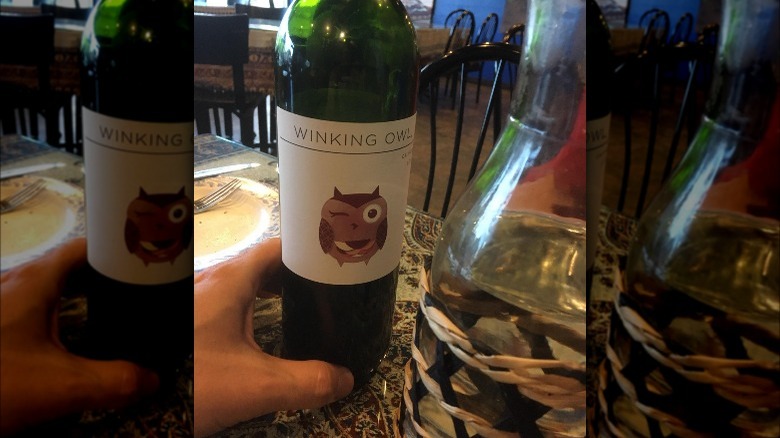 Winking Owl Shiraz at a restaurant