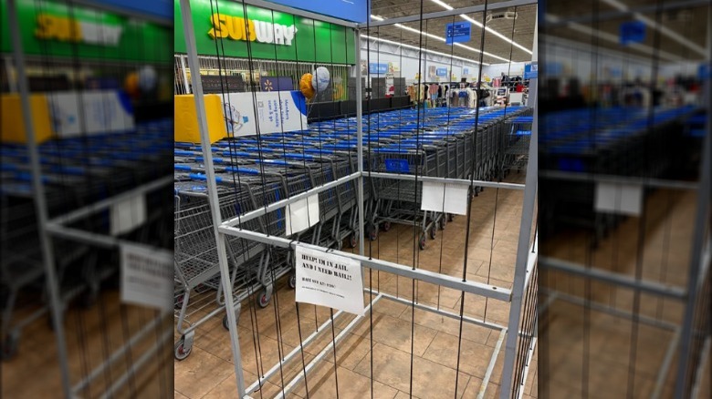 Charity cage in Walmart store