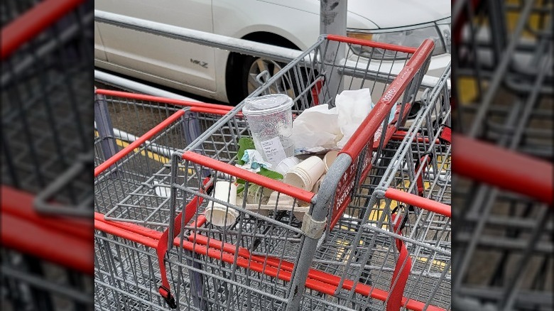 Trash left in a shopping cart