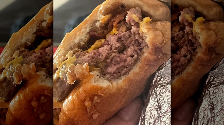 A potentially undercooked Wendy's hamburger