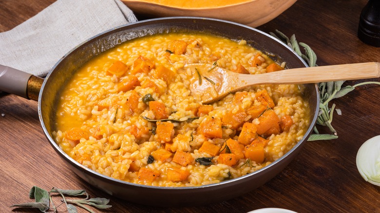 cheesy risotto in pan