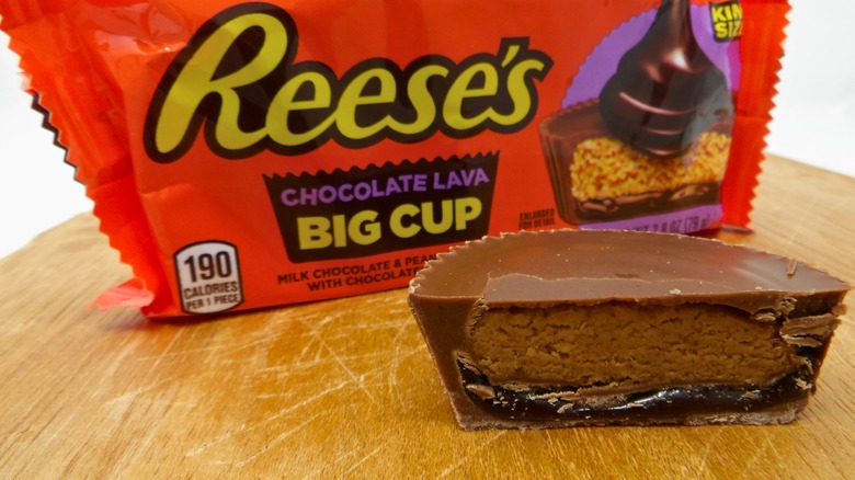 Reese's package and cup cut in half