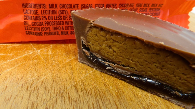 Package ingredients and half of Reese's cup