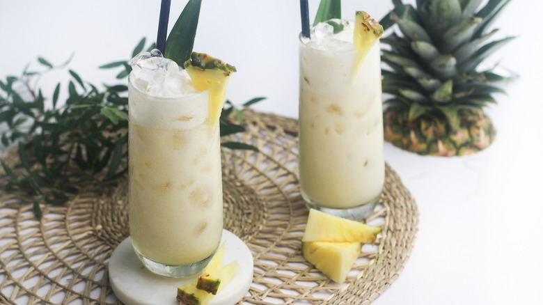 Two glasses of coconut cream mocktail