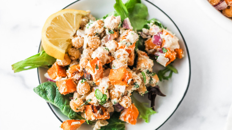 plate of sweet potato salad