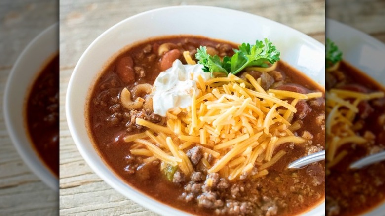 Hoosier chili in bowl