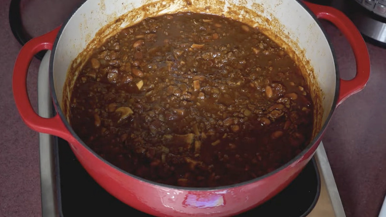 Cajun chili in a pot