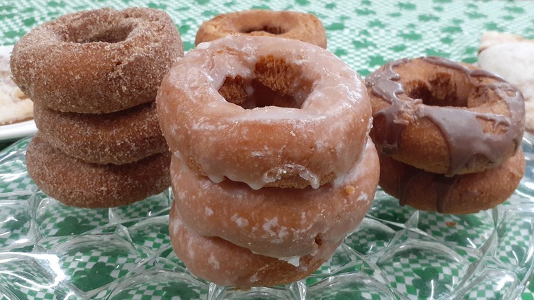 Cinnamon, glazed, and chocolate Scandinavian donuts