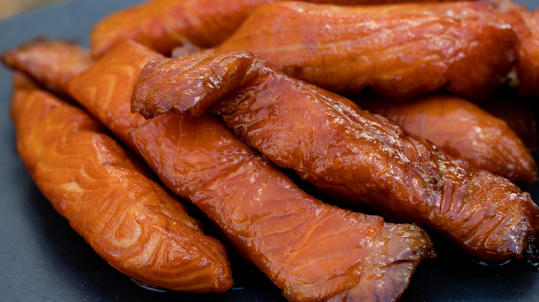 maple smoked candied salmon