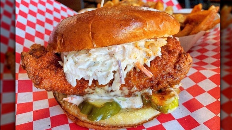 A chicken sandwich from Fry the Coop