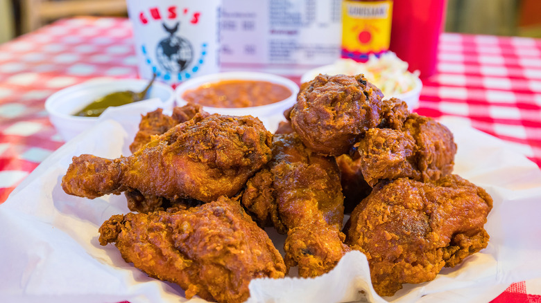 A plate of chicken from Gus's World Famous Fried Chicken