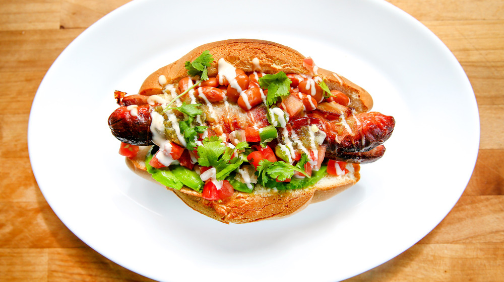 Sonoran hot dog on plate