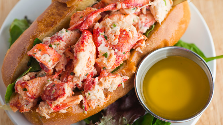 Lobster Roll with side of melted butter