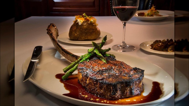 RARE steakhouse steak on plate