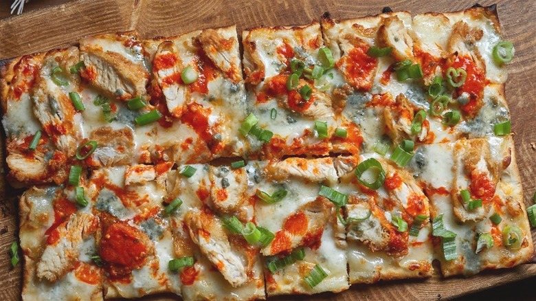 Flatbread pizza on wood