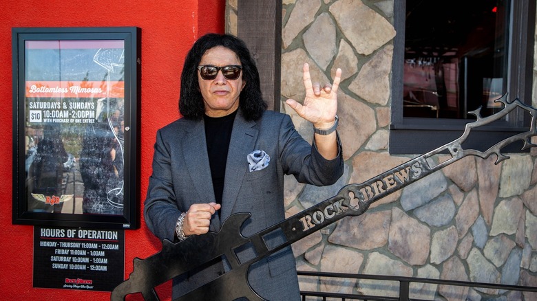 Gene Simmons outside Rock & Brews