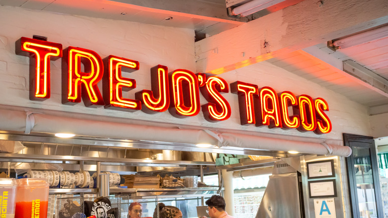 Neon sign for Trejo's Tacos