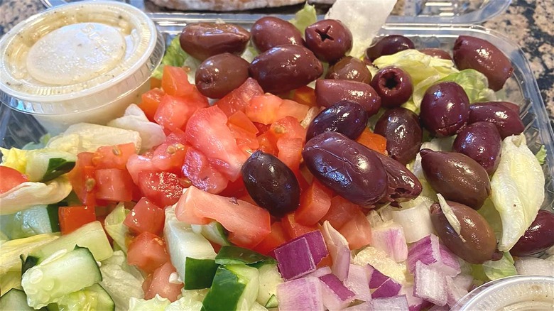 Greek salad with dressing