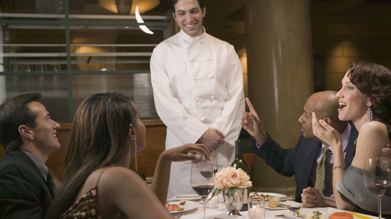 Two couples at a restaurant