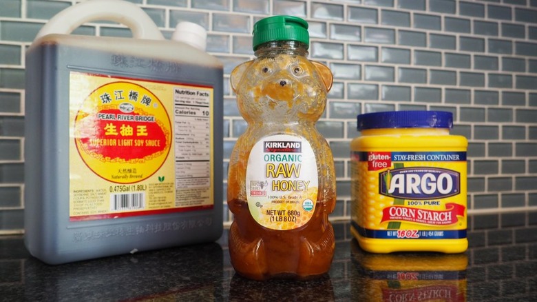 soy sauce, honey, and cornstarch 