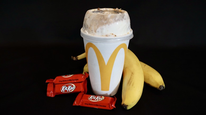 McFlurry next to Kit Kats and bananas