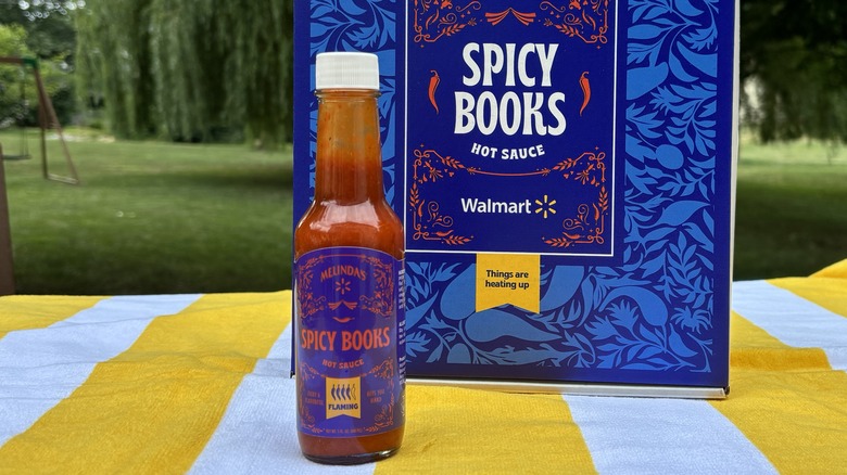 burning hot sauce bottle