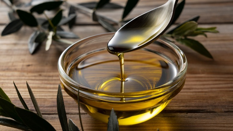 Olive oil in a bowl