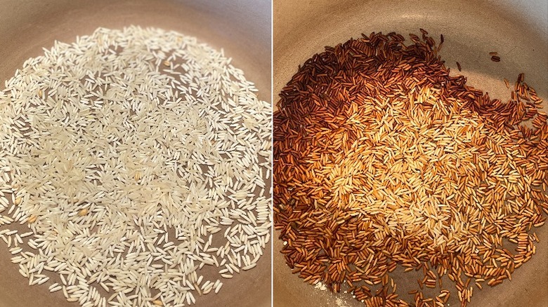 Dutch oven rice before, after