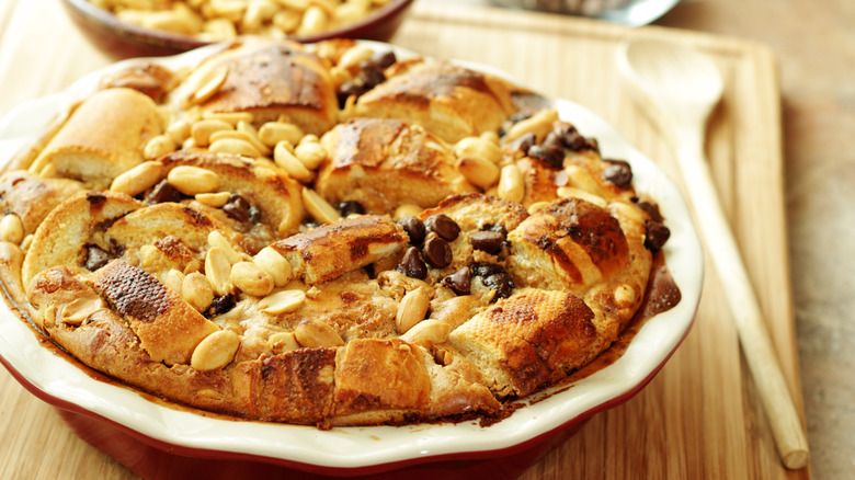 peanut chocolate chip bread pudding