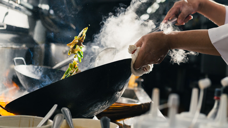 A busy chef in action