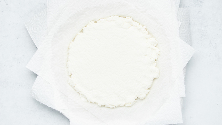 ricotta layer on paper towels