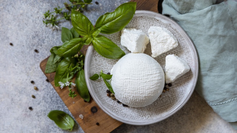 homemade ricotta on board