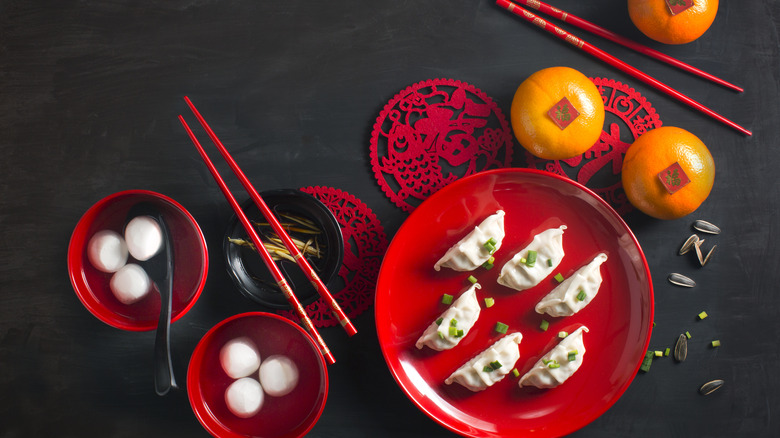 Display of lunar new year foods