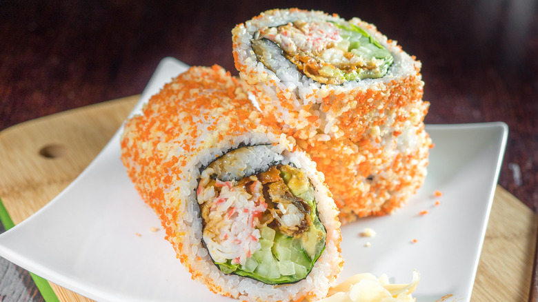 Sushirito on a white plate