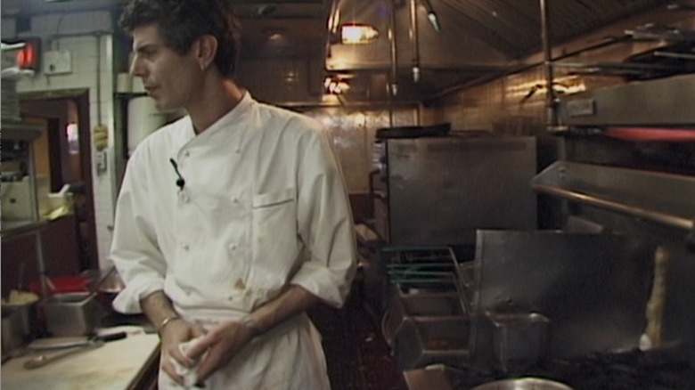 a young Anthony Bourdain in the kitchen