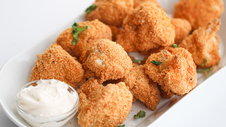 breaded cauliflower with dip