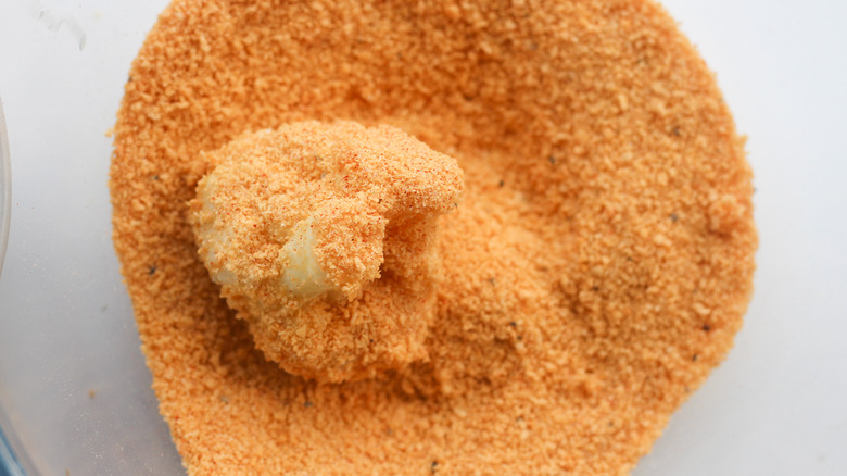 cauliflower dipped into breadcrumbs