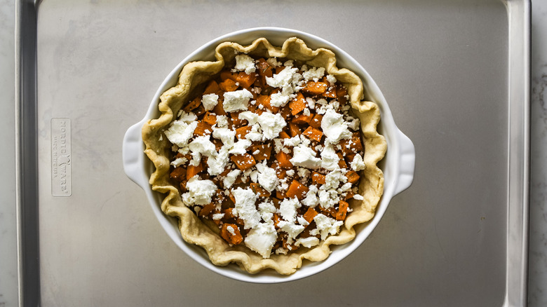 goat cheese and butternut squash in pie crust