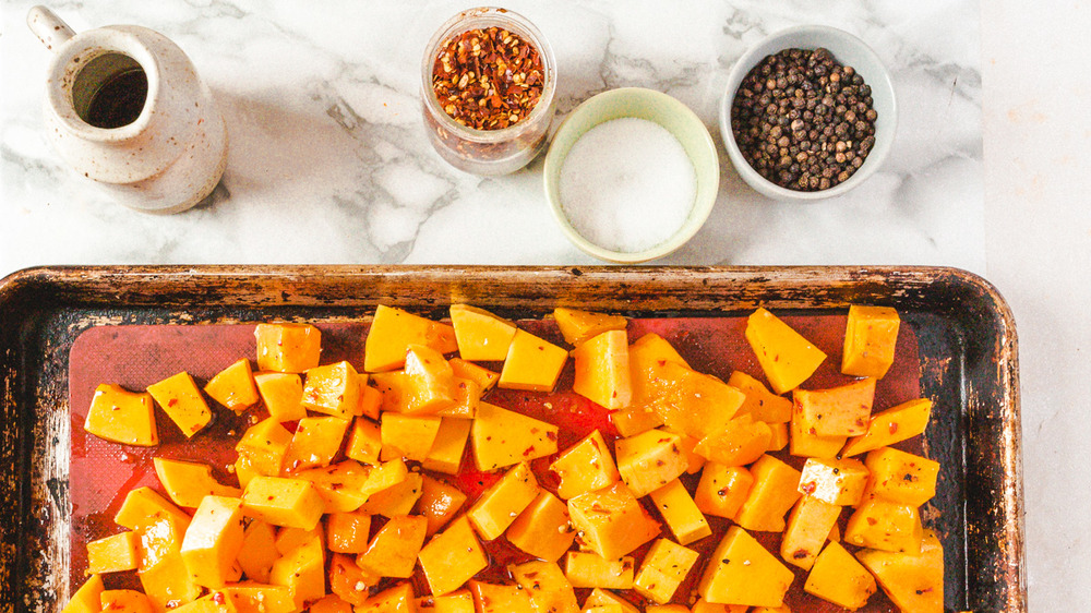 squash on baking sheet