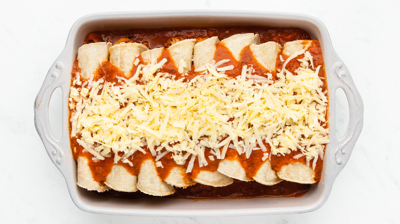 Enchiladas in baking dish