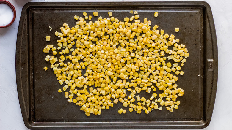 corn on a baking sheet 