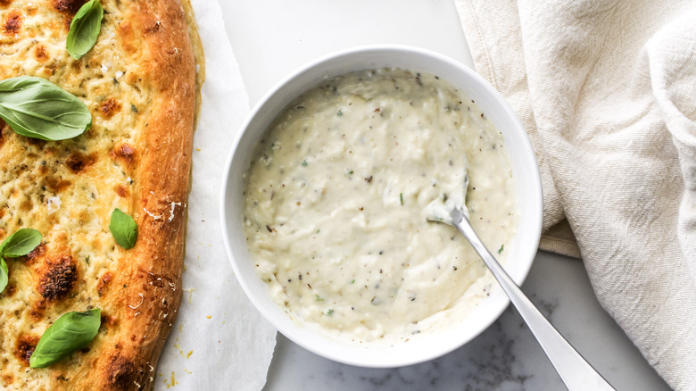 roasted garlic sauce in bowl