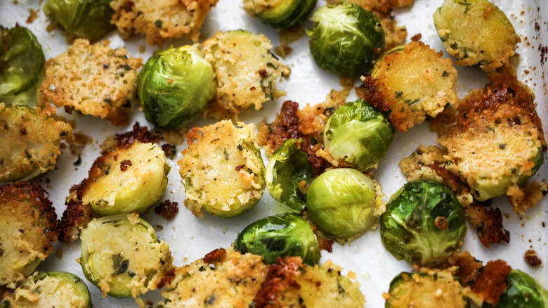 roasted parmesan crusted brussels sprouts