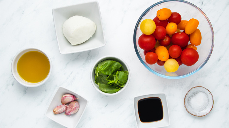 Roasted tomato caprese ingredients