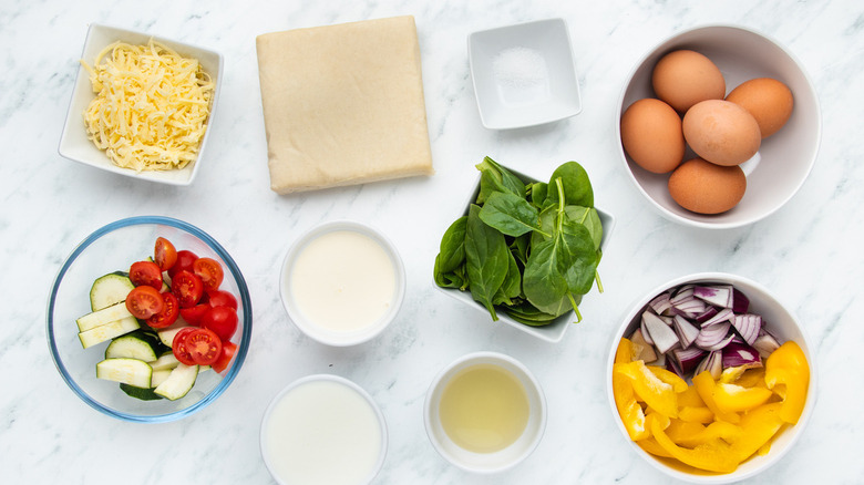 ingredients for roasted vegetable quiche