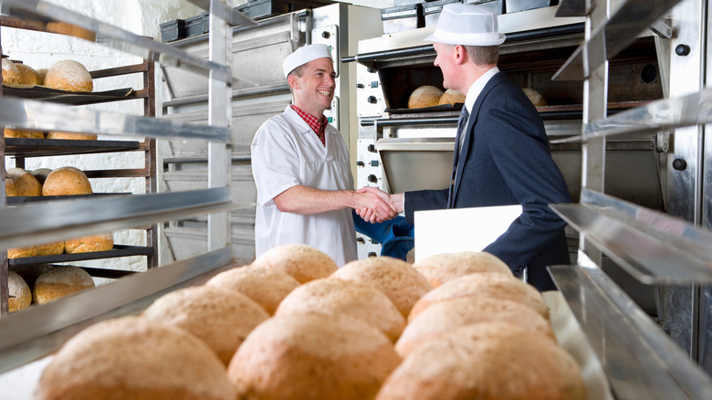 Health Inspector in restaurant kitchen