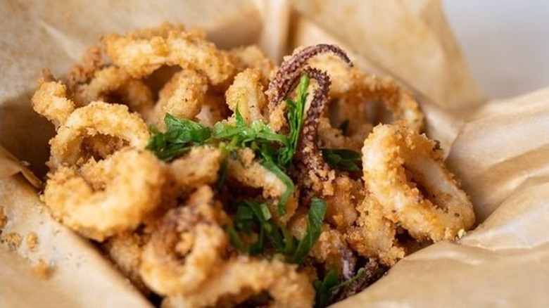 Fried Calamari in basket