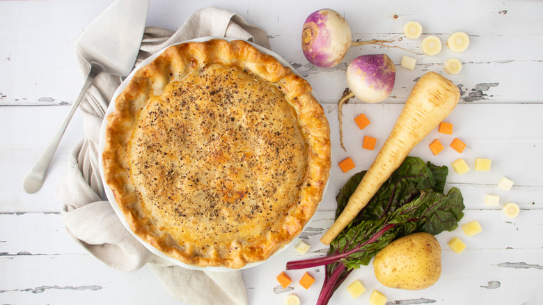 whole root vegetable pie